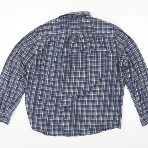 M&S Mens Blue Check   Button-Up Size L