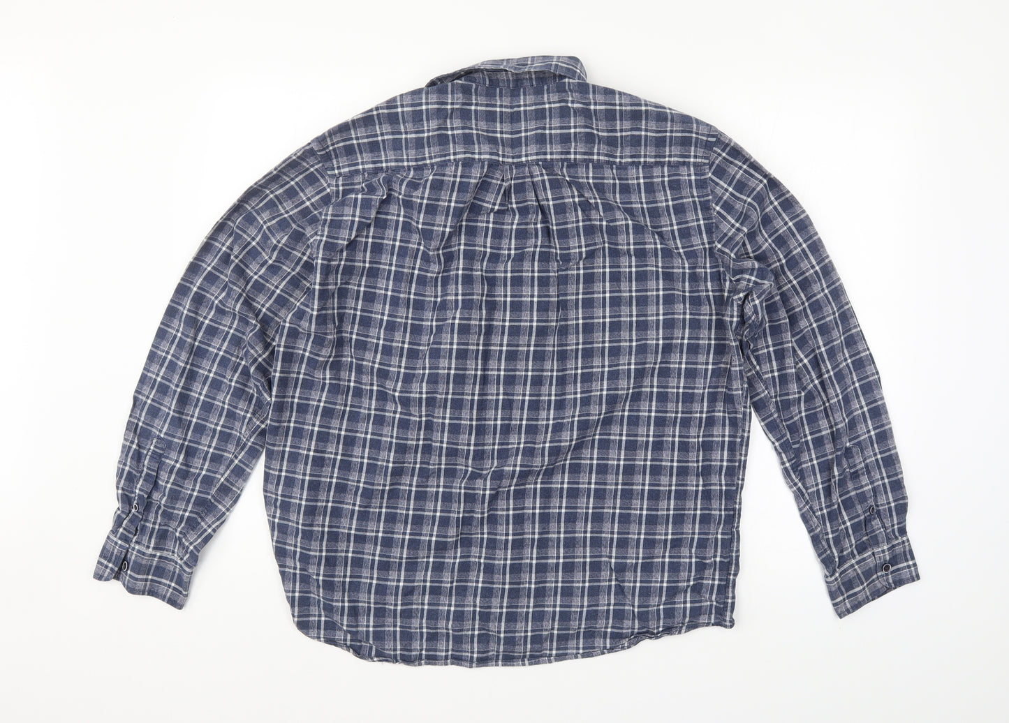 M&S Mens Blue Check   Button-Up Size L