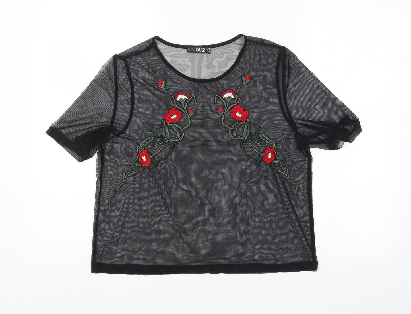 Quiz Womens Black Floral  Basic Blouse Size 12
