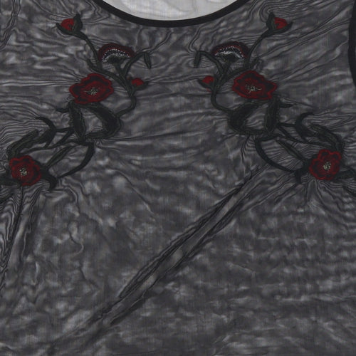Quiz Womens Black Floral  Basic Blouse Size 12