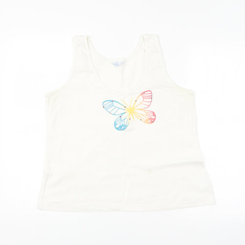 Pretty Secrets Womens White   Basic Tank Size 16  - Butterfly