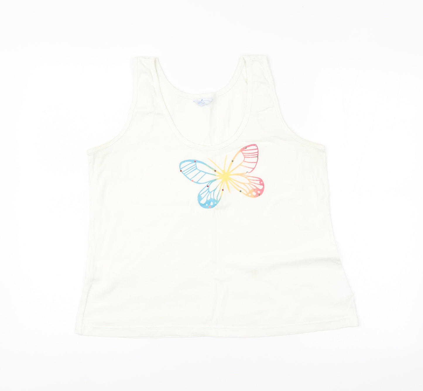 Pretty Secrets Womens White   Basic Tank Size 16  - Butterfly
