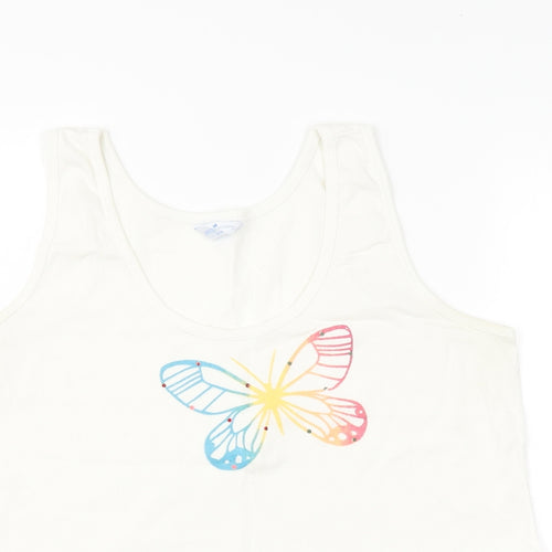 Pretty Secrets Womens White   Basic Tank Size 16  - Butterfly