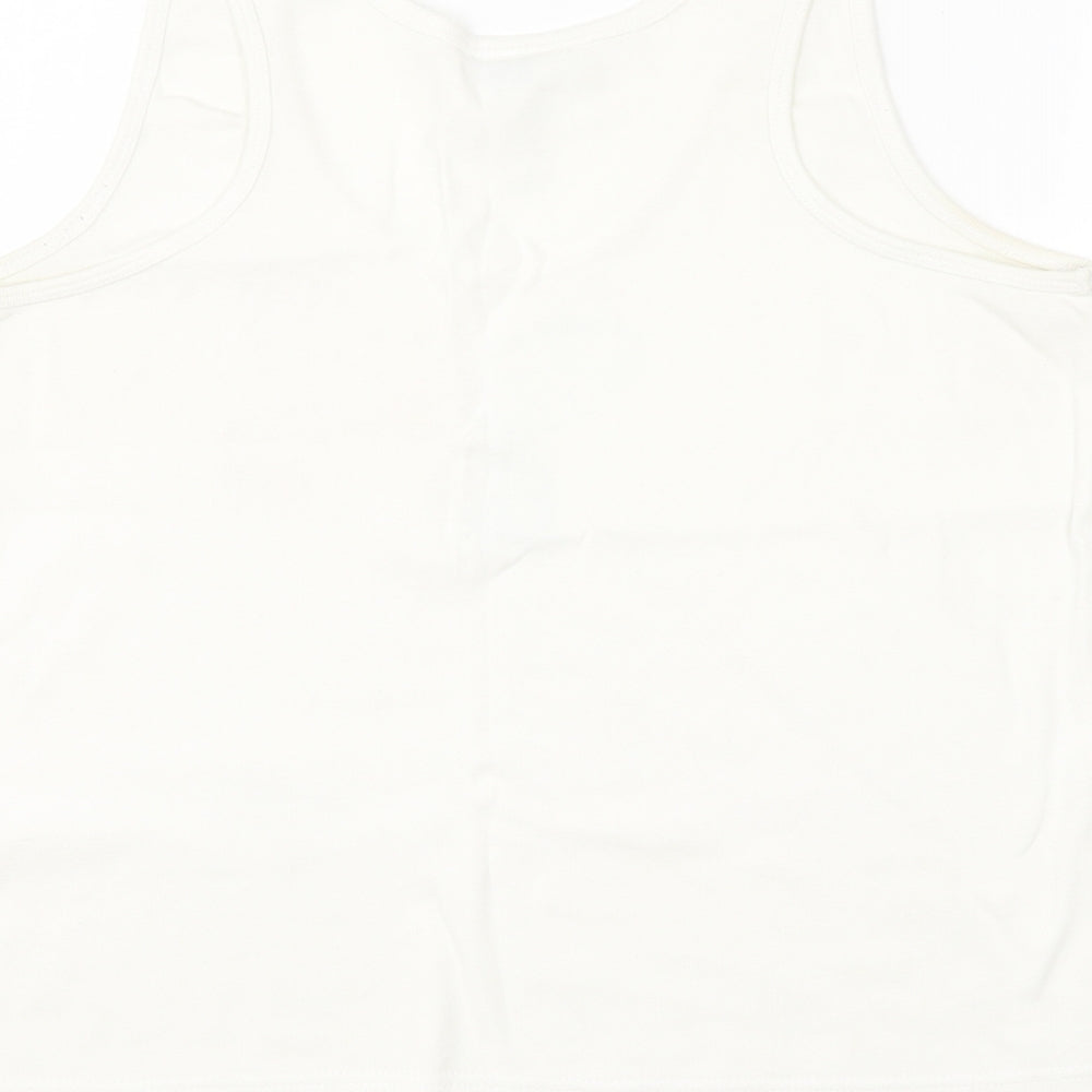 Pretty Secrets Womens White   Basic Tank Size 16  - Butterfly
