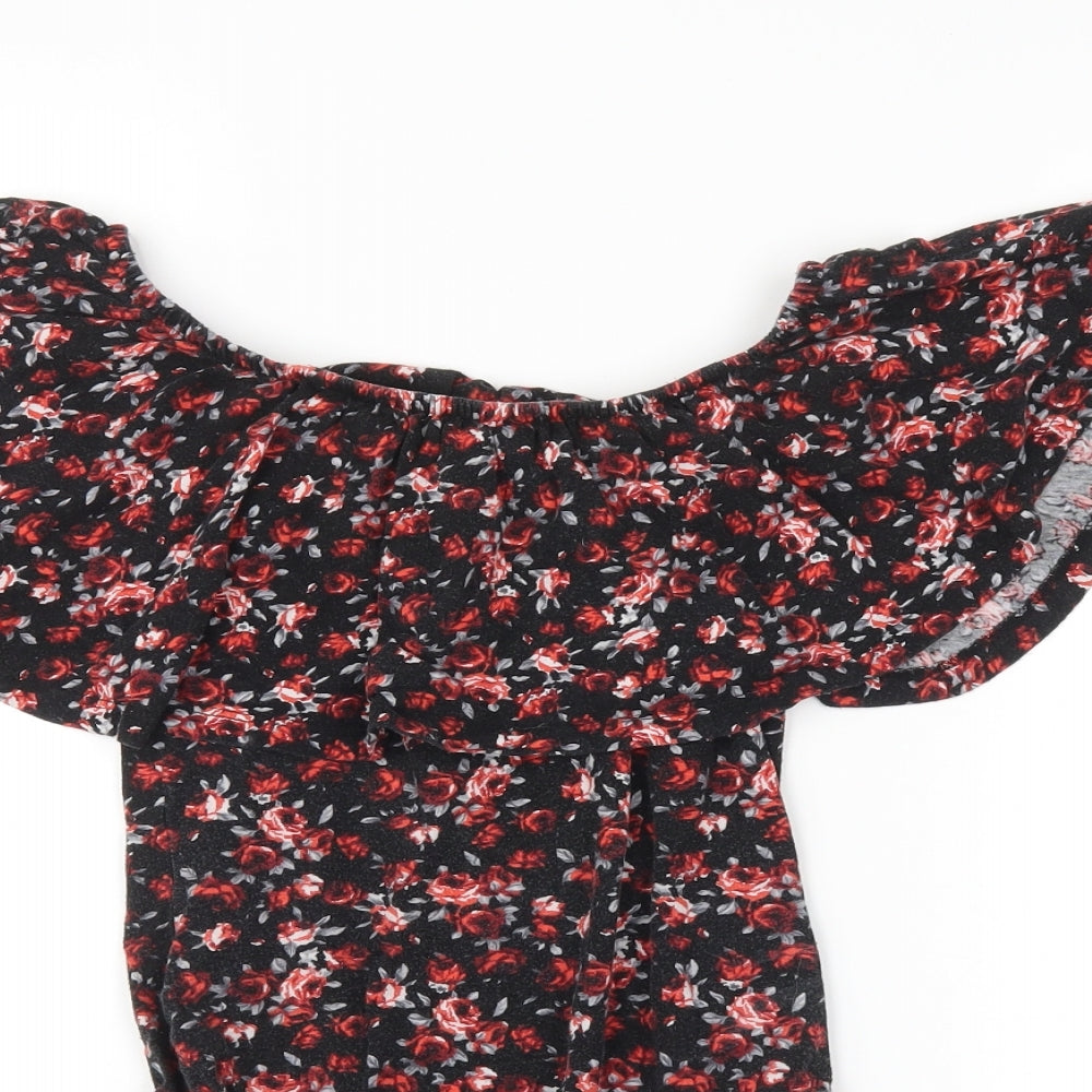 Atmosphere Womens Black Floral  Unitard One-Piece Size 10