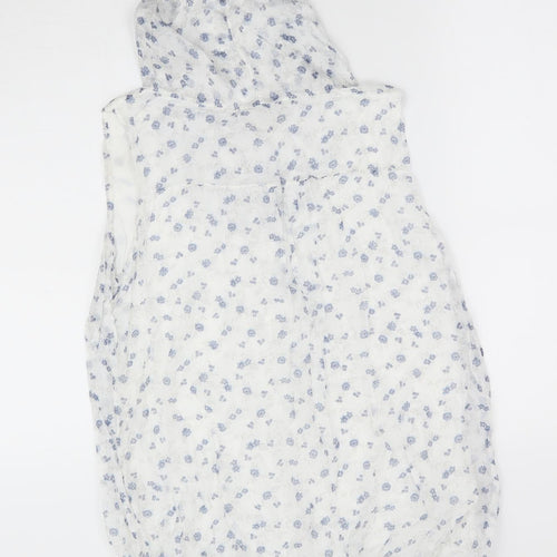 Giusy Womens White Floral  Basic Blouse Size M