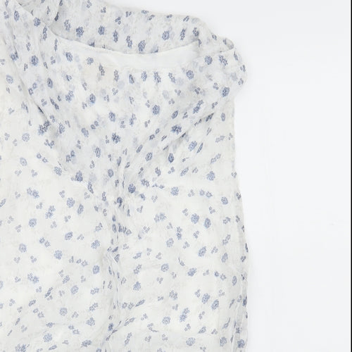 Giusy Womens White Floral  Basic Blouse Size M