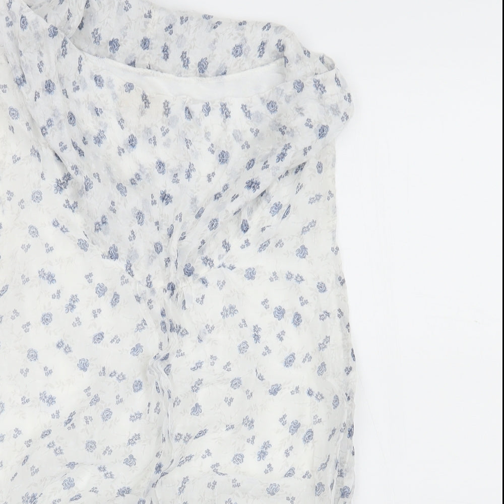 Giusy Womens White Floral  Basic Blouse Size M