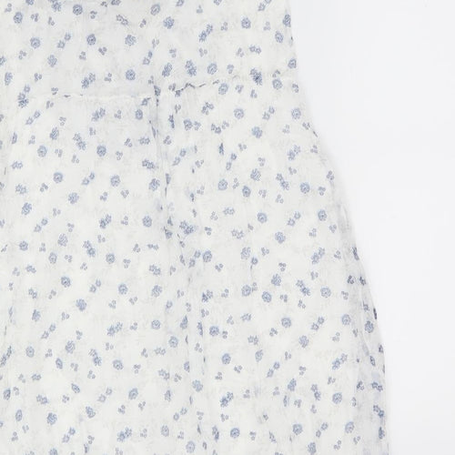 Giusy Womens White Floral  Basic Blouse Size M