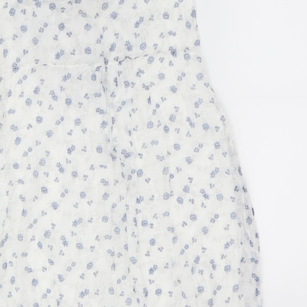 Giusy Womens White Floral  Basic Blouse Size M