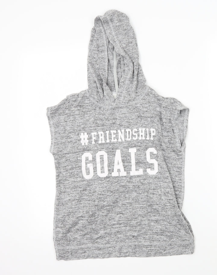H&M Girls Grey Pullover Hoodie Size 10-11 Years - friendship goals