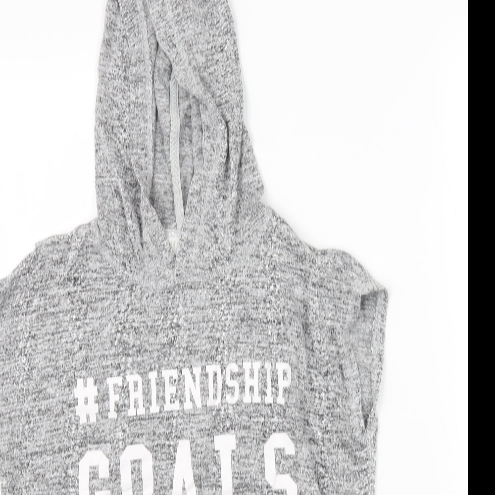 H&M Girls Grey   Pullover Hoodie Size 10-11 Years  - friendship goals