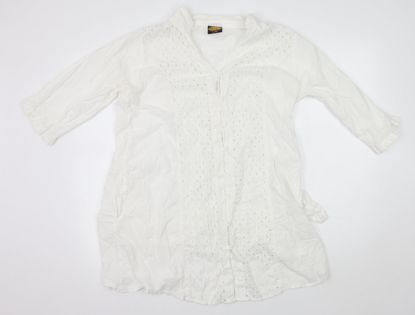 rima  Womens White   Basic Button-Up Size L
