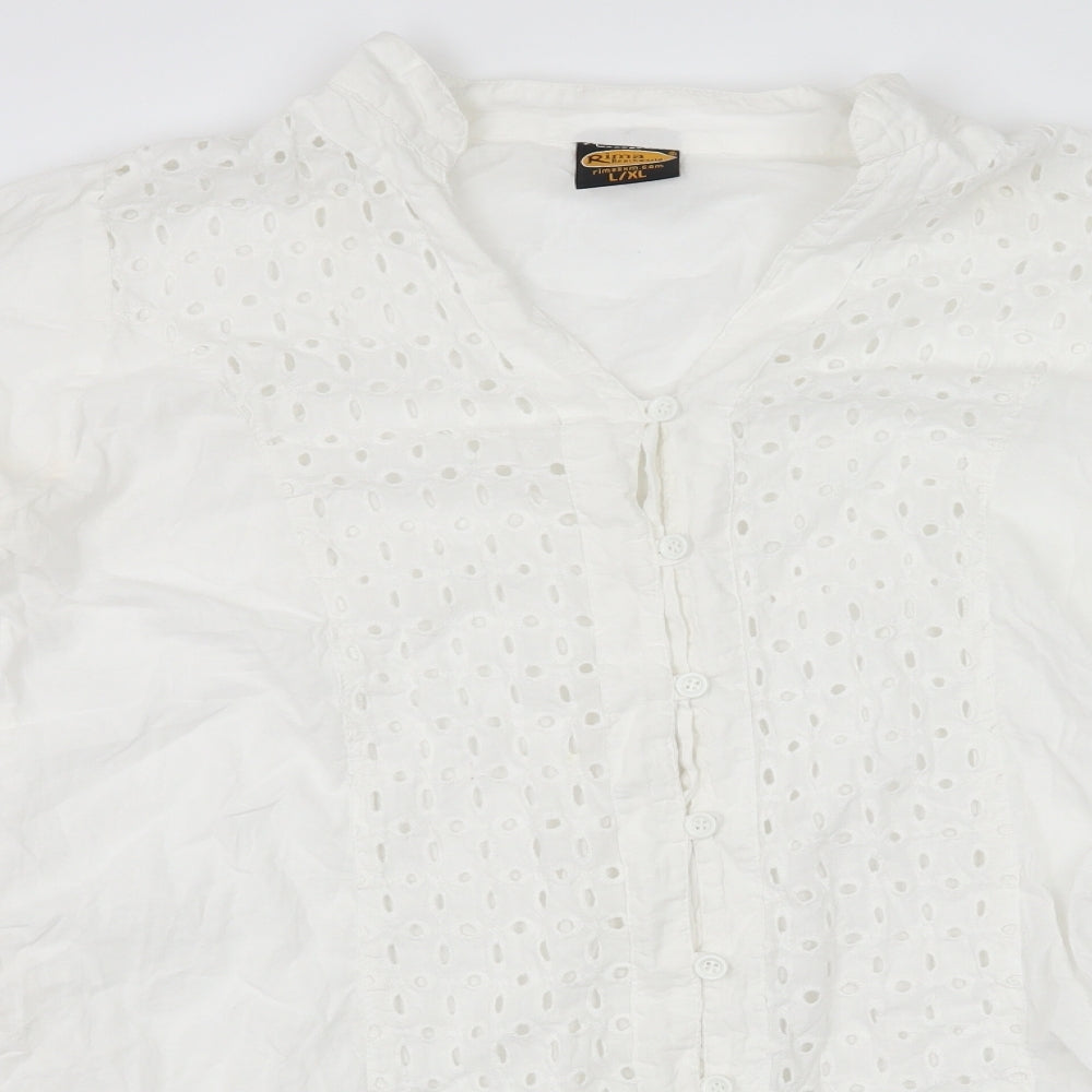 rima  Womens White   Basic Button-Up Size L