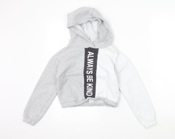 Primark Girls Grey Pullover Hoodie Size 7-8 Years - always be kind