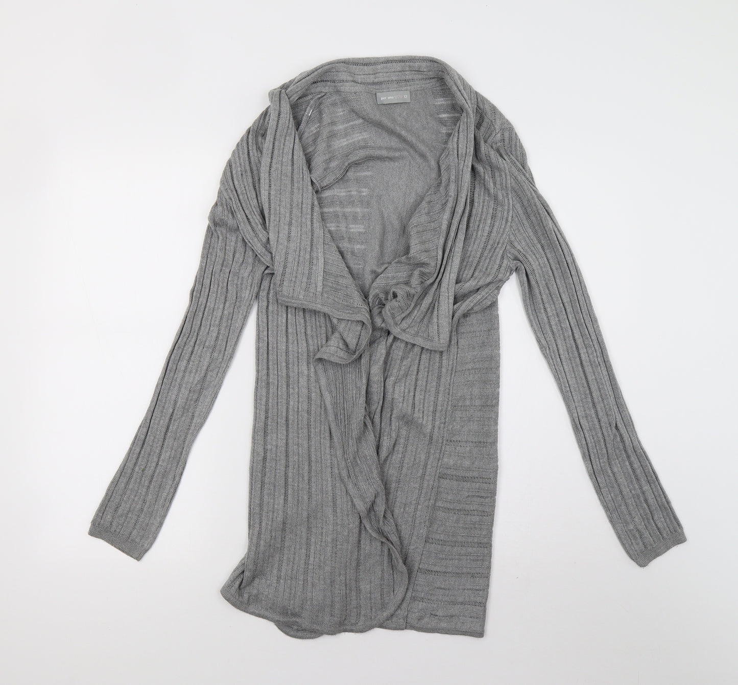 Per Una Womens Grey  Knit Cardigan Jumper Size 12