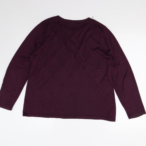 BM Collection Womens Purple  Knit Pullover Jumper Size M