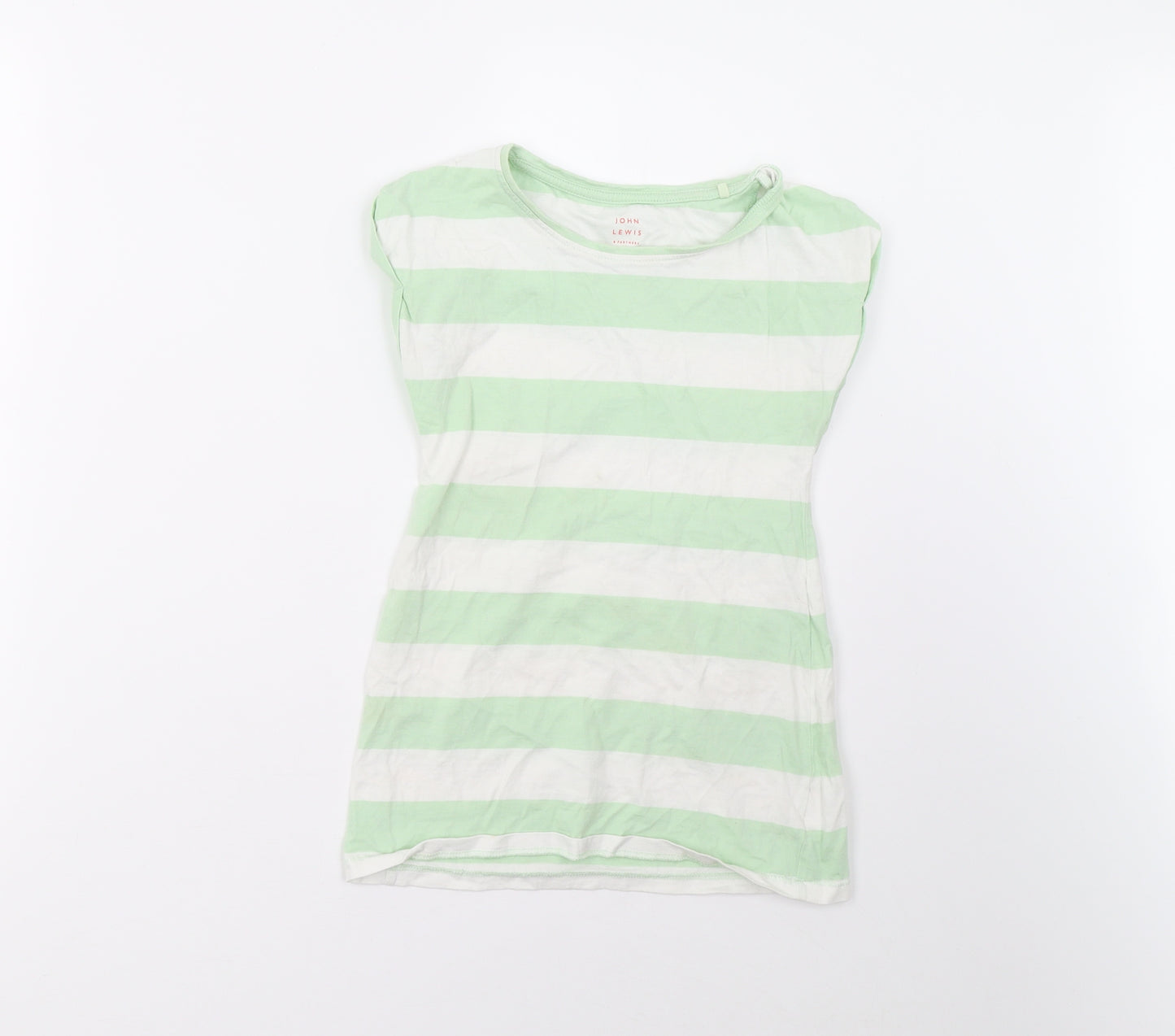 John Lewis Girls Green Striped  Basic T-Shirt Size 10 Years