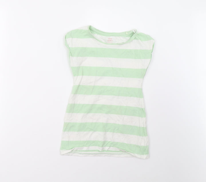 John Lewis Girls Green Striped Basic T-Shirt Size 10 Years
