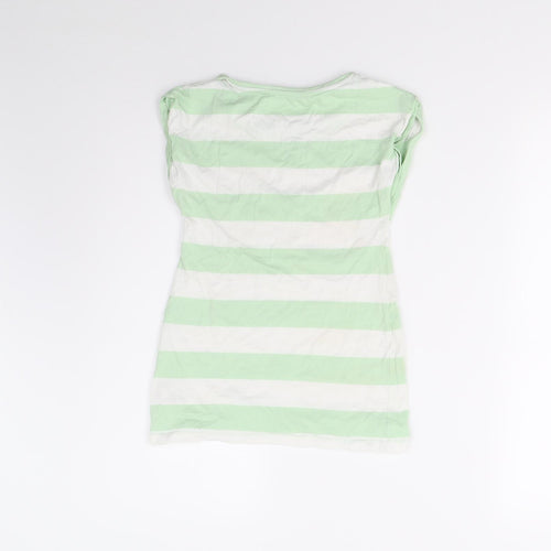 John Lewis Girls Green Striped  Basic T-Shirt Size 10 Years