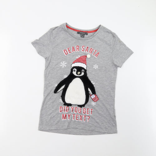 Primark Girls Grey   Basic T-Shirt Size 8 Years  - Christmas