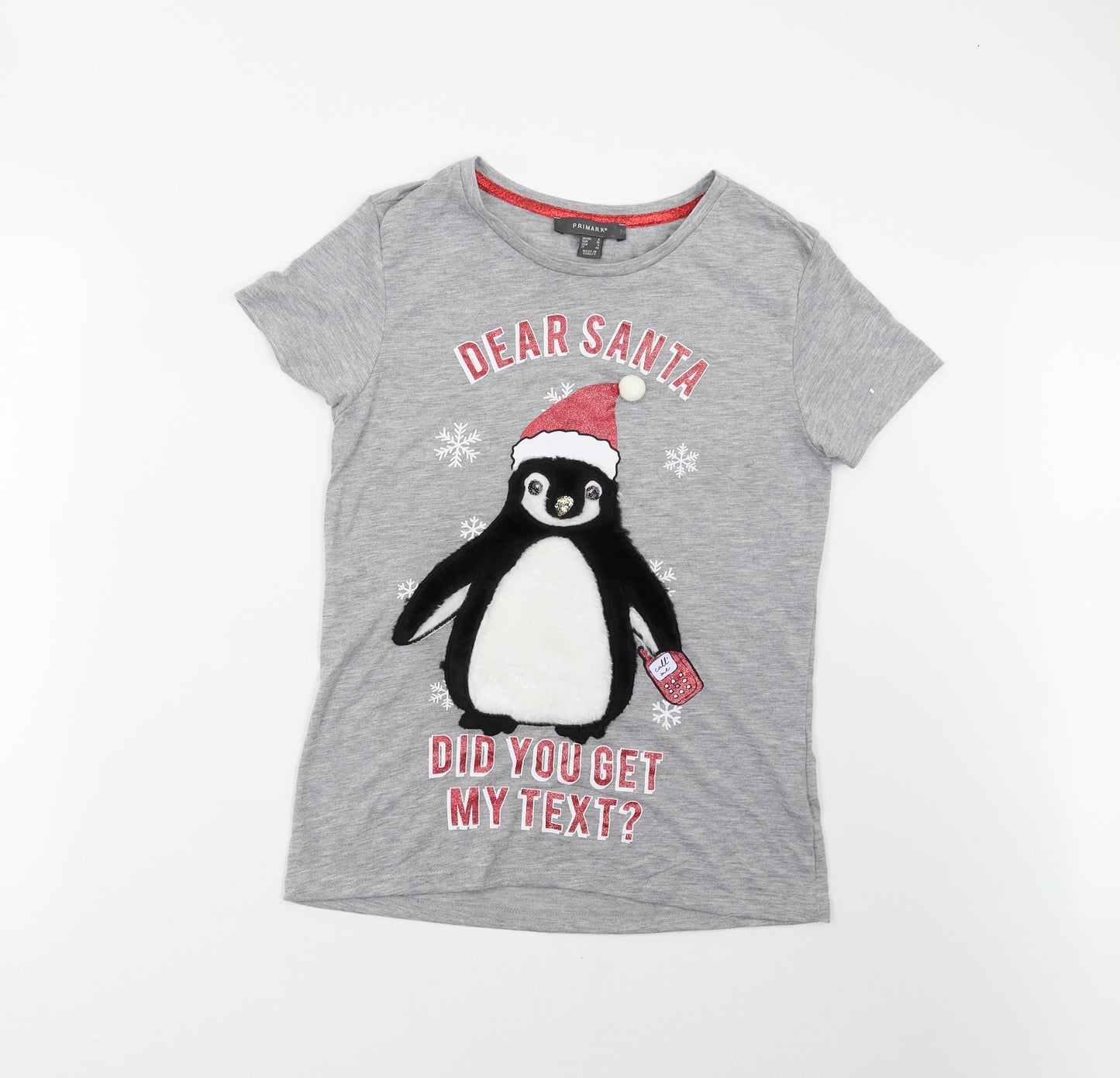 Primark Girls Grey   Basic T-Shirt Size 8 Years  - Christmas