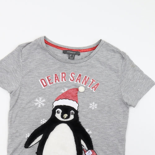 Primark Girls Grey   Basic T-Shirt Size 8 Years  - Christmas