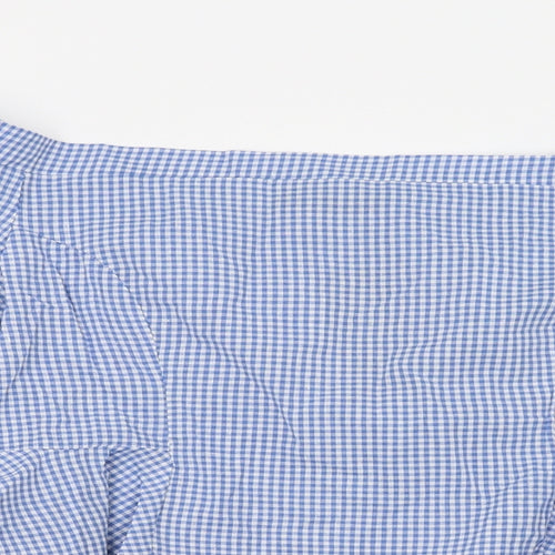 Boohoo Womens Blue Check  Basic Blouse Size 10