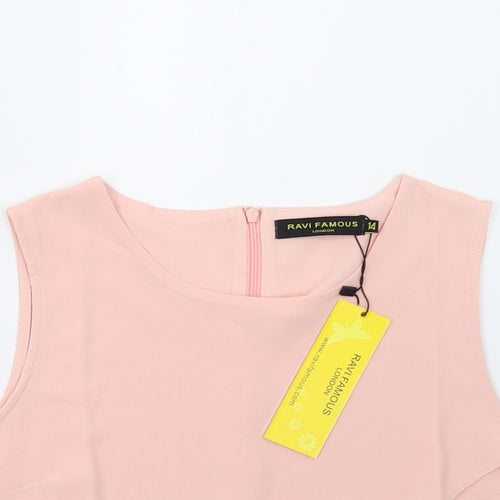 Ravi Famous Womens Pink   Basic Blouse Size 14