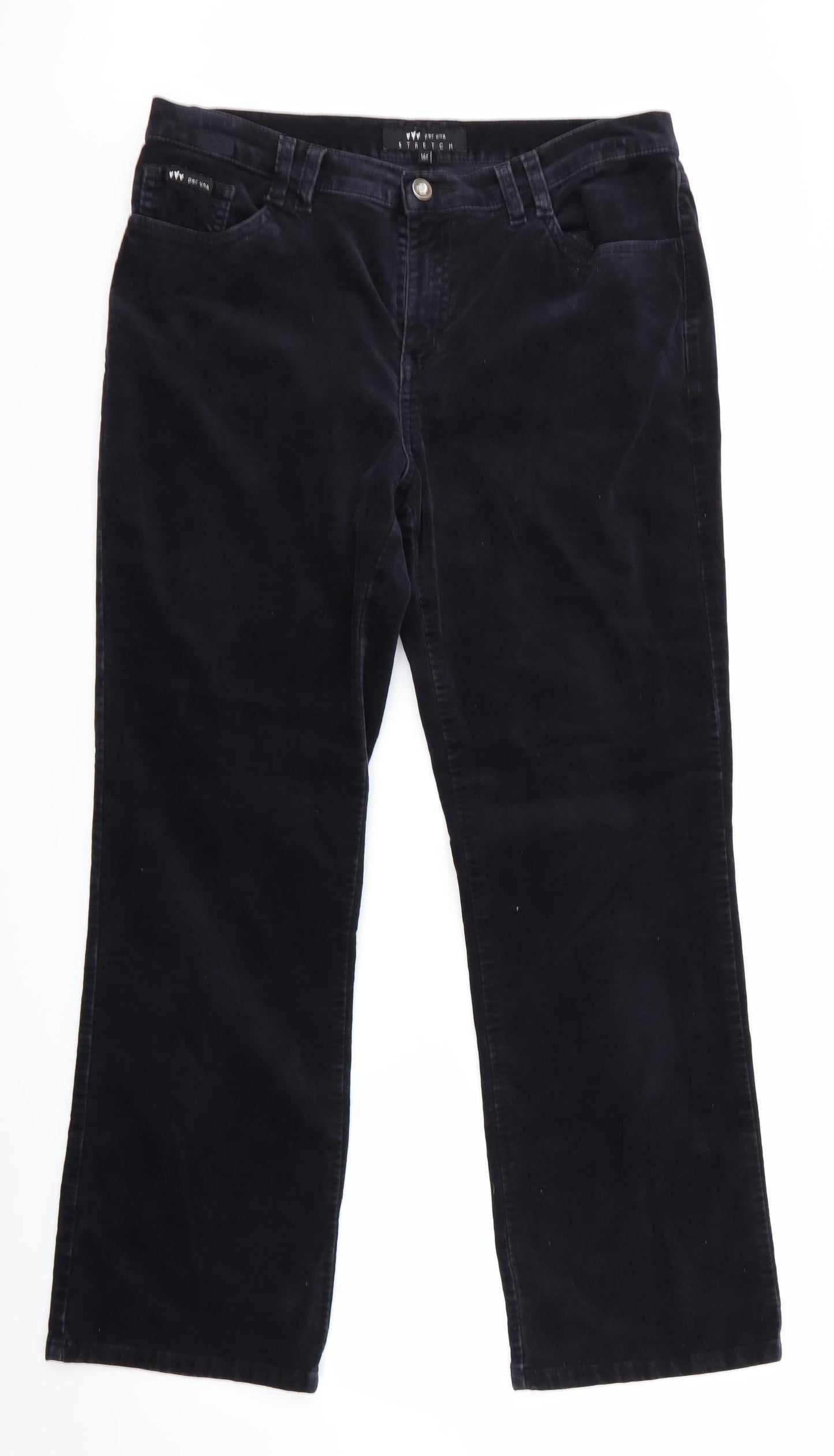 Per Una Womens Black   Trousers  Size 16 L29 in - Velvet look