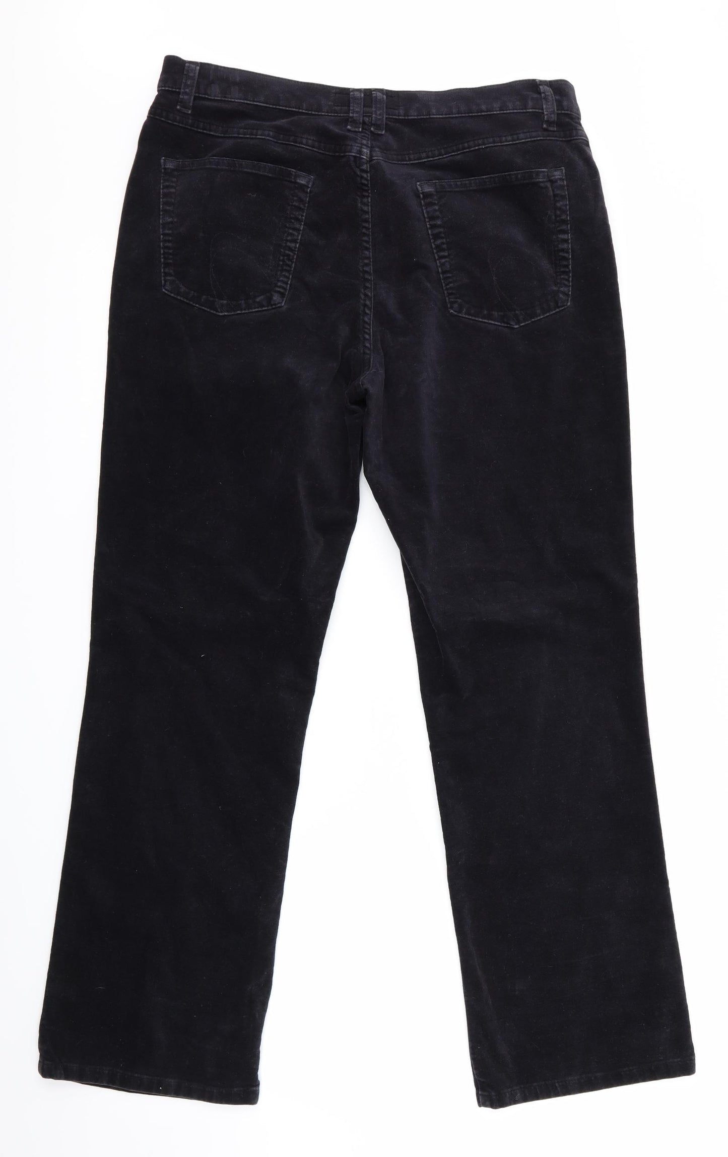 Per Una Womens Black   Trousers  Size 16 L29 in - Velvet look