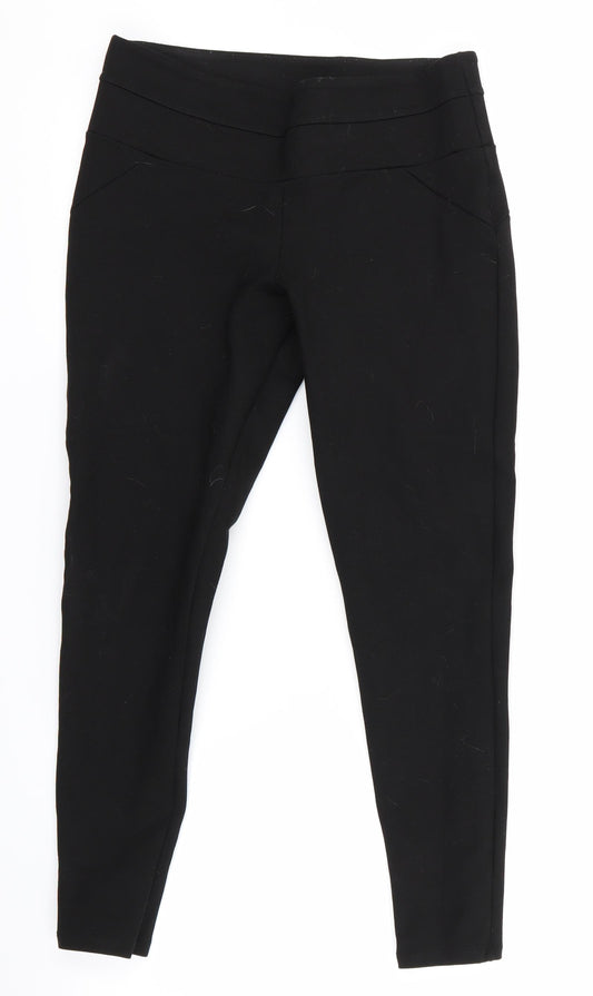 Front view of F&F women’s black jegging trousers, size UK 10, 25-inch leg