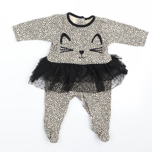 Preworn Girls Multicoloured Animal Print  Catsuit One-Piece   - Cat Face -