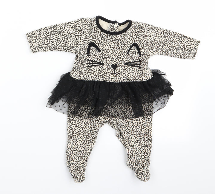 Preworn Girls Multicoloured Animal Print Catsuit One-Piece - Cat Face -
