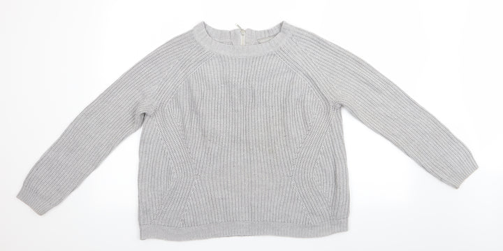 Dorothy Perkins Womens Grey Pullover Jumper Size 14 - back Zip up