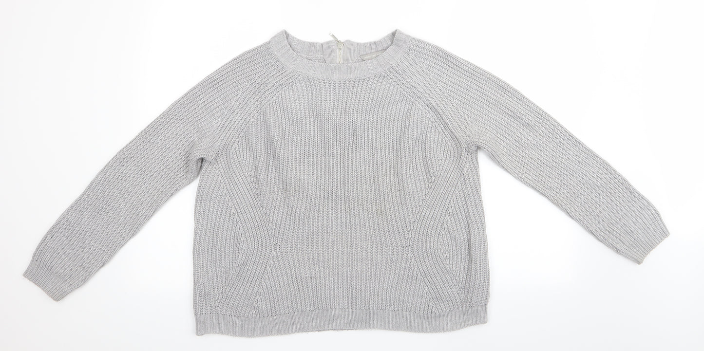 Dorothy Perkins Womens Grey   Pullover Jumper Size 14  - back Zip up