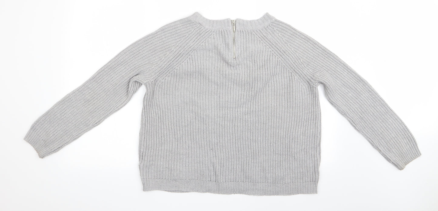 Dorothy Perkins Womens Grey   Pullover Jumper Size 14  - back Zip up