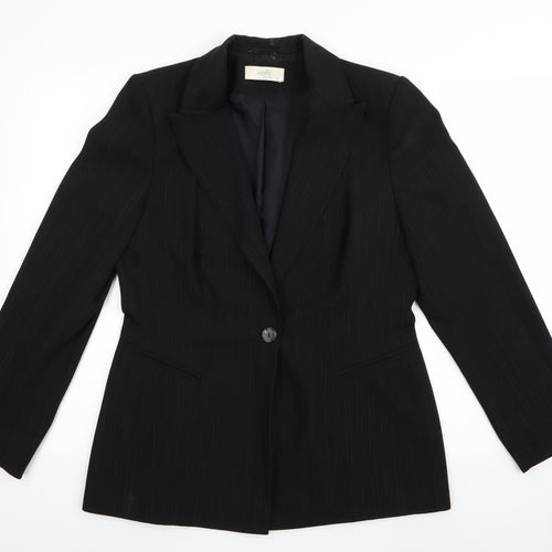 Wallis Womens Black Striped  Jacket  Size 12  - Slight Glitter effect stripe
