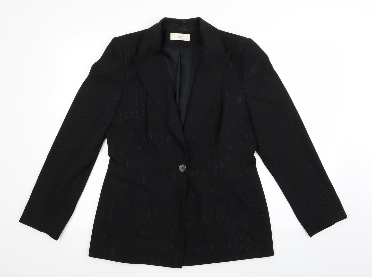 Wallis Womens Black Striped  Jacket  Size 12  - Slight Glitter effect stripe