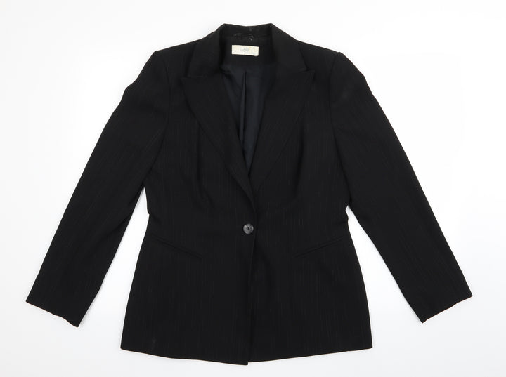 Wallis Womens Black Striped  Jacket  Size 12  - Slight Glitter effect stripe