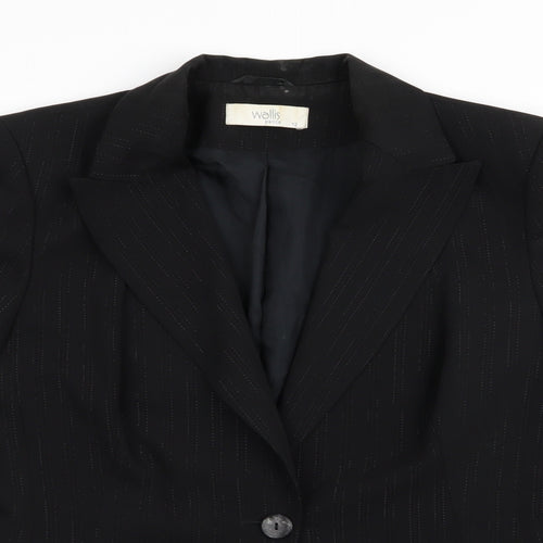 Wallis Womens Black Striped  Jacket  Size 12  - Slight Glitter effect stripe
