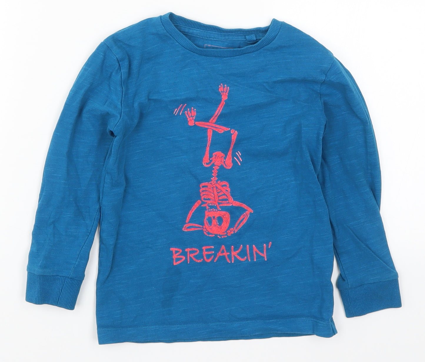NEXT Boys Blue   Pullover Sweatshirt Size 4 Years  - Skeleton Breakin' Dancing