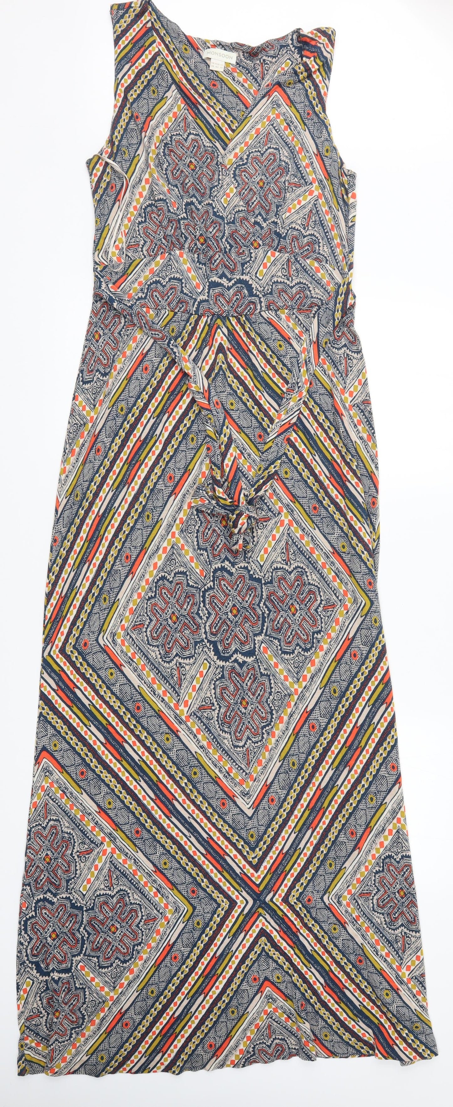 Monsoon Womens Multicoloured Geometric  Maxi  Size 14