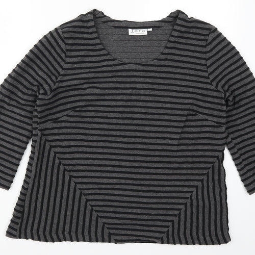 Tata Womens Grey Striped  Basic T-Shirt Size 16