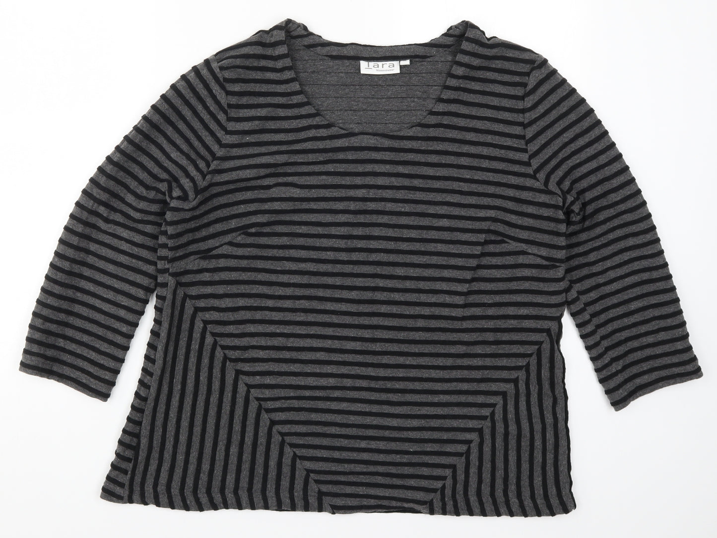 Tata Womens Grey Striped  Basic T-Shirt Size 16