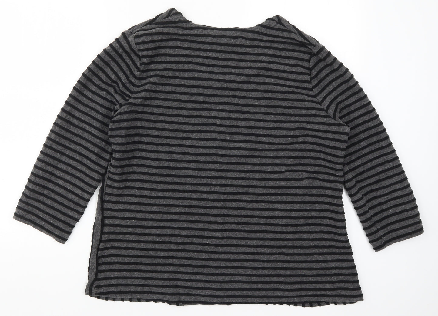 Tata Womens Grey Striped  Basic T-Shirt Size 16