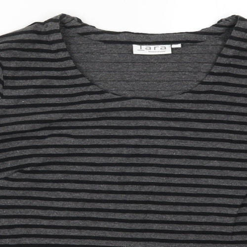 Tata Womens Grey Striped  Basic T-Shirt Size 16