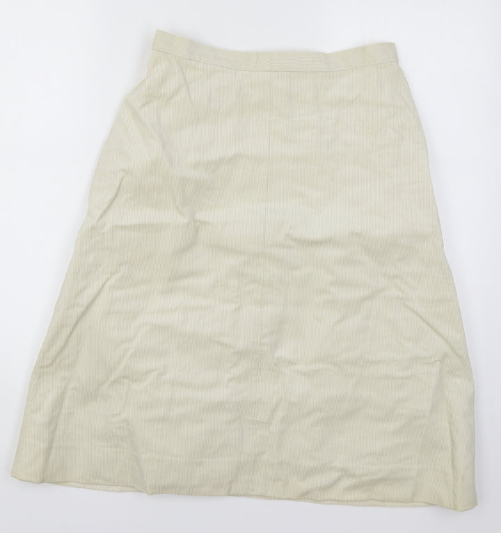 Preworn Womens Beige Corduroy A-Line Skirt Size 28 in