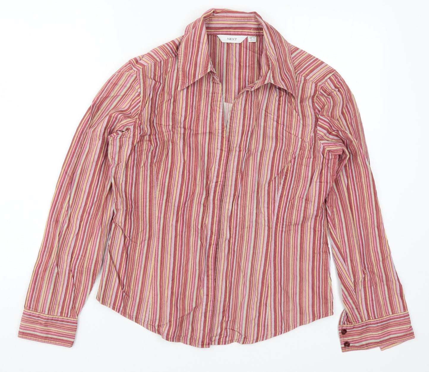 NEXT Womens Pink Striped  Basic Button-Up Size 14
