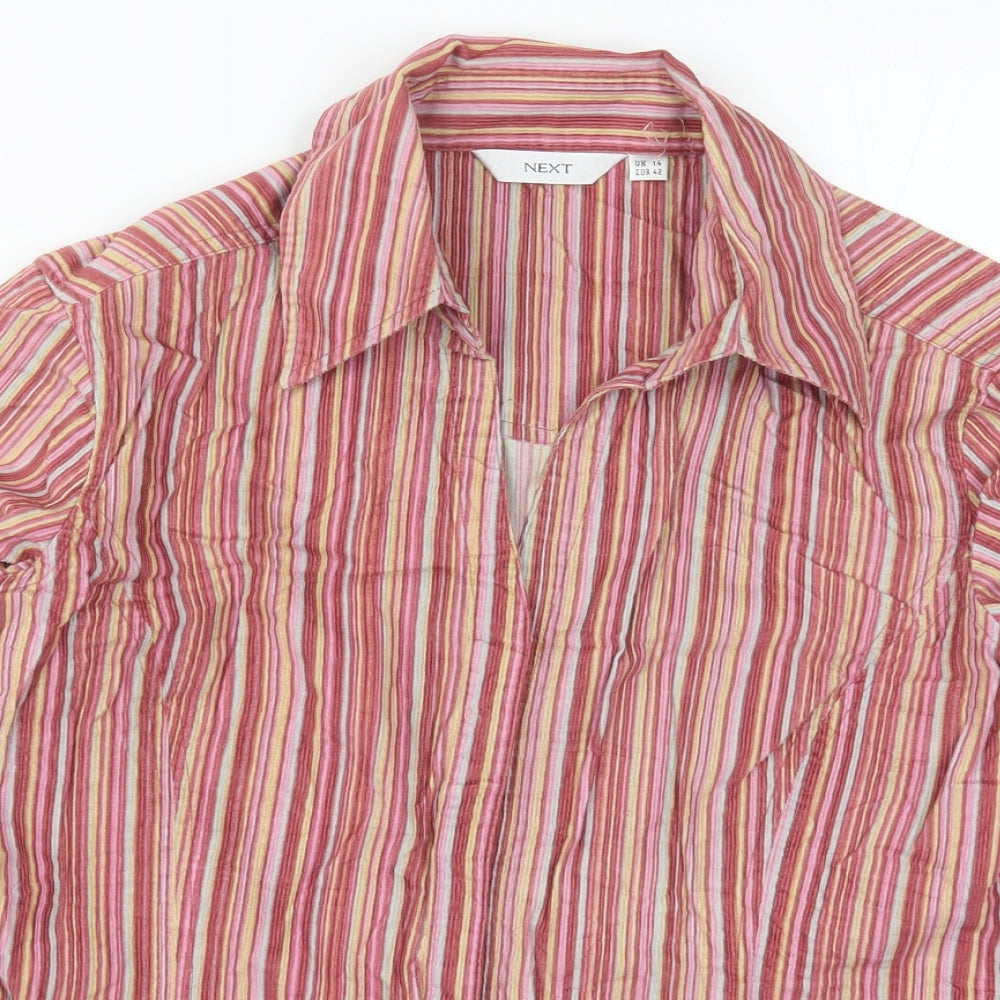 NEXT Womens Pink Striped  Basic Button-Up Size 14